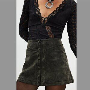 Free People Suede Black Button-Up Mini Skirt Size 6